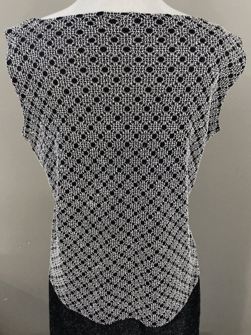 NICOLA Vintage geometric stitching black lace sleeveless shirt Y2K MEDIUM LARGE - Picture 16 of 16